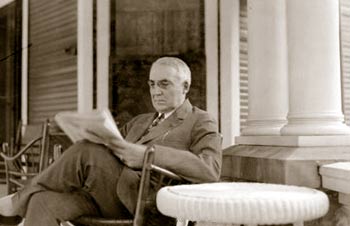 Warren G. Harding on Porch